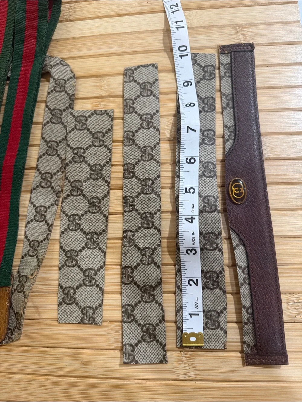 Authentic Gucci Web Straps with Beige GG Canvas Trim 7 pieces project